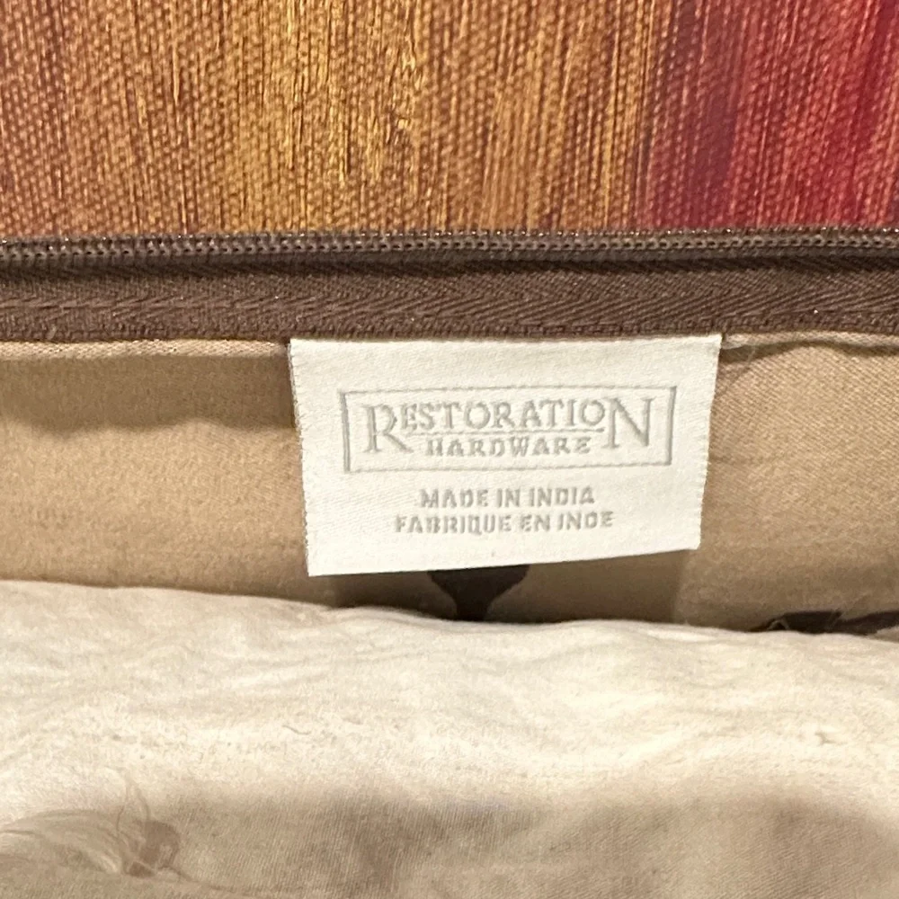 Restoration Hardware Brown and Cream Accent Down Pillow